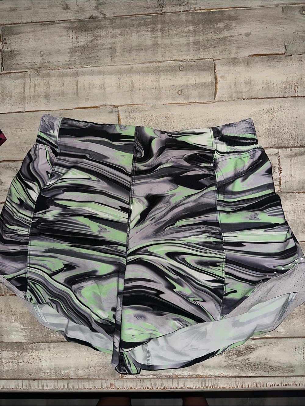 Lululemon Shorts in Black, Gray & Green Marble Print